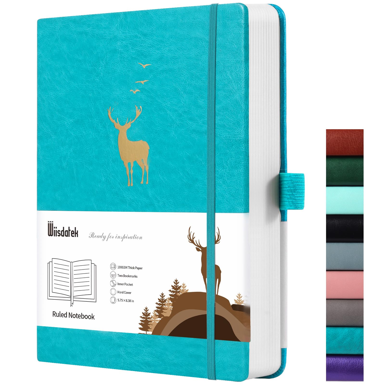 Wiisdatek Lined Journal Notebook, 312 Numbered Pages A5 College Ruled Notebook, 100gsm Thick Paper, Hardcover Notebook for Office Business Writing,