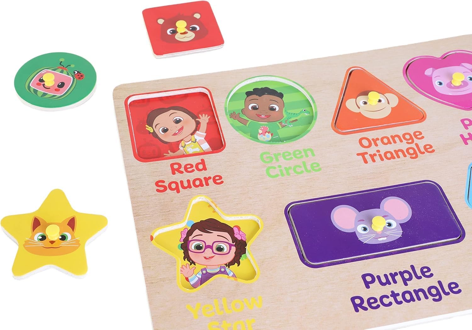 Toyland® Cocomelon Wooden Jigsaw Puzzles with Pegboard - Learning Puzzles for Kids - Toys for Toddlers - Age 18 m +