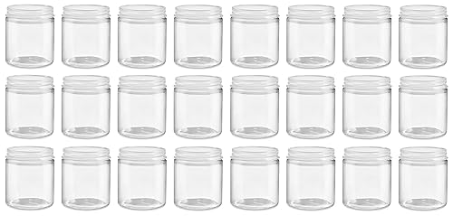 North Mountain Supply Tarros de conservas de vidrio transparente de 4 onzas, con tapas de metal blanco de 2.283 in, caja de 24