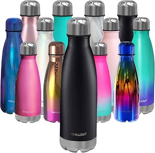 CHILLOUT LIFE Stainless Steel Water Bottle: 25 oz Double Wall Insulated Cola Bottle Shape for Cold and Warm Drinks, BPA Free Metal Sports Bottle
