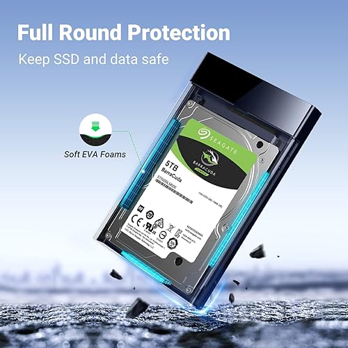 Miniatura 5 de UGREEN Caja de disco duro de 2.5 "USB 3.0 a SATA III para SSD de 2.5 pulgadas y HDD 0.374 in 0.276 in Caja de disco duro externo Soporte Max 6TB con