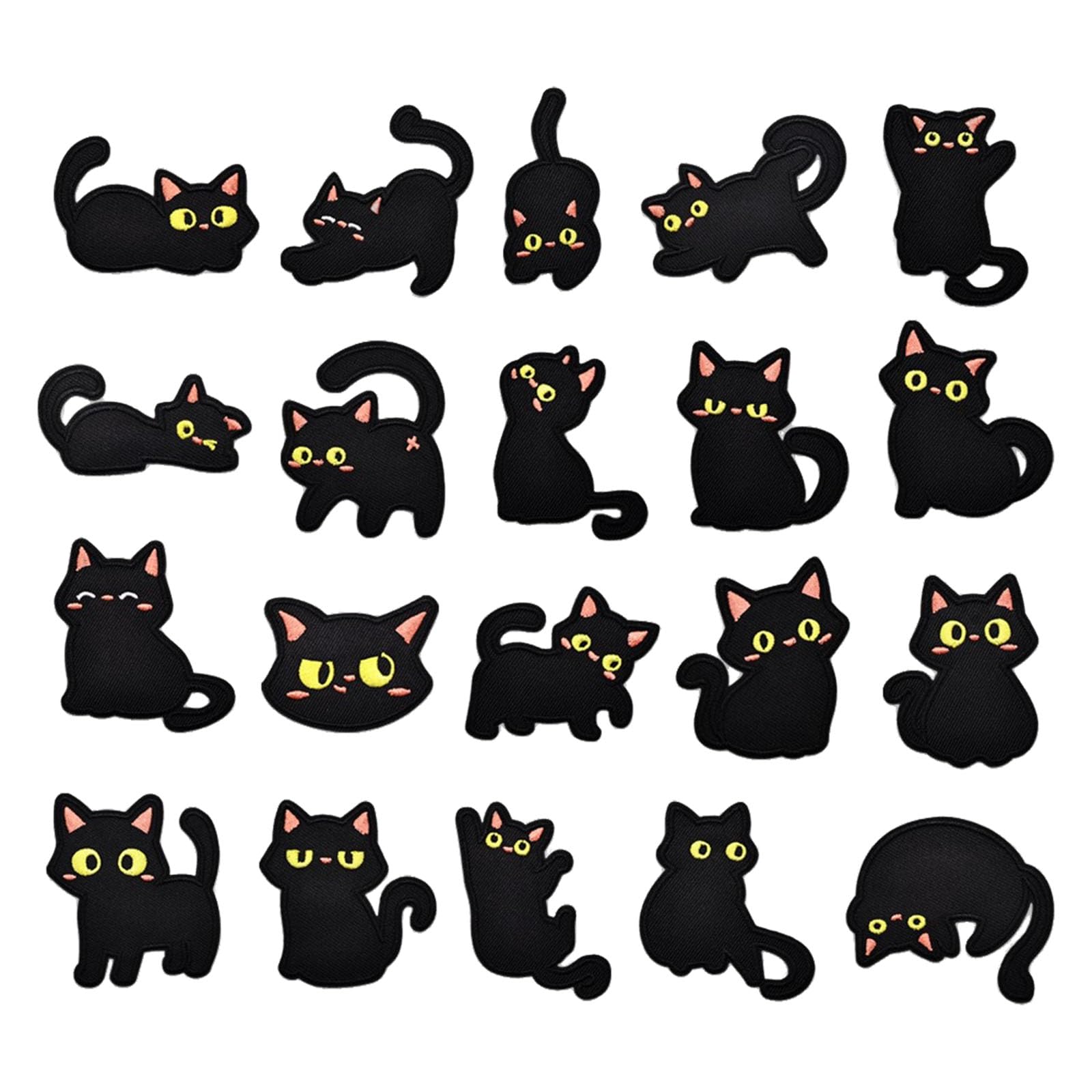 20pcs Black Cats Fabric Sticker SelfAdhesive Embroidery Patches for Clothing Bags and Hats Creative Sewing Craft Supply Clothes Sticker