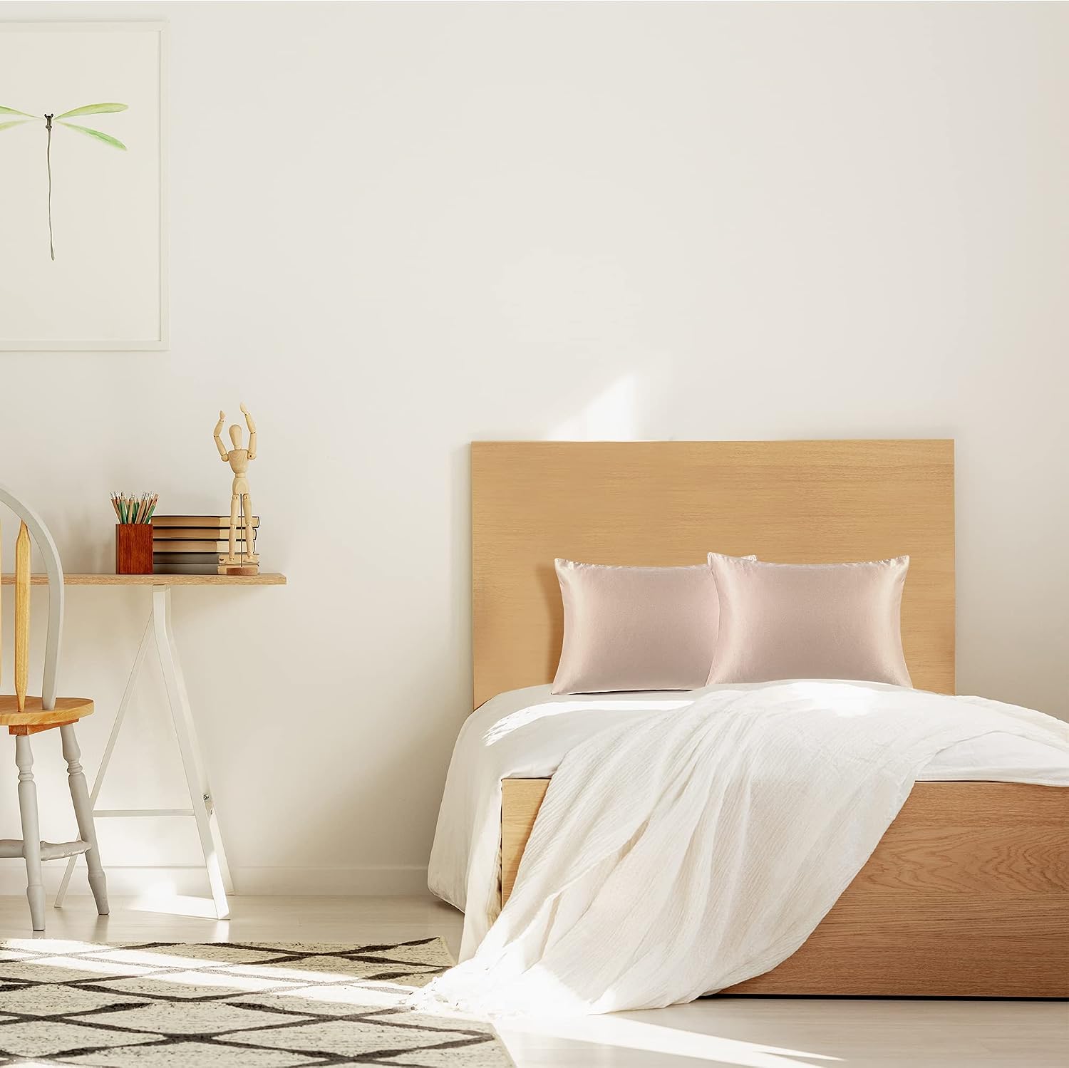 sourcing map Pillowcase Set Silk Satin Pillow Cases for Hair and Skin Pillow Cases 2 pack with Envelope Closure Light Tan 35 x 50cm - Image 3