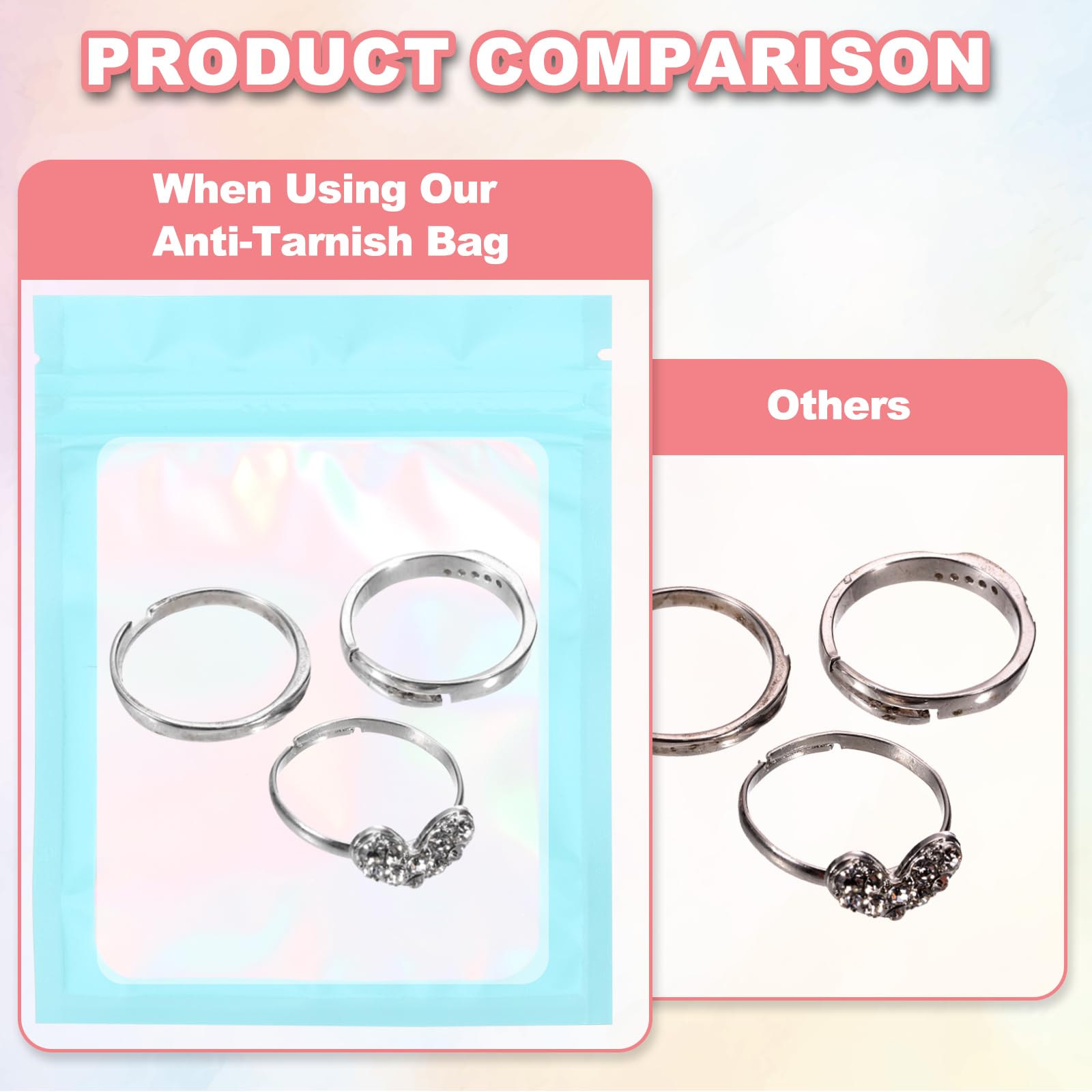 PATIKIL 100 Pcs Anti Tarnish Jewelry Bags, Plastic Zipper