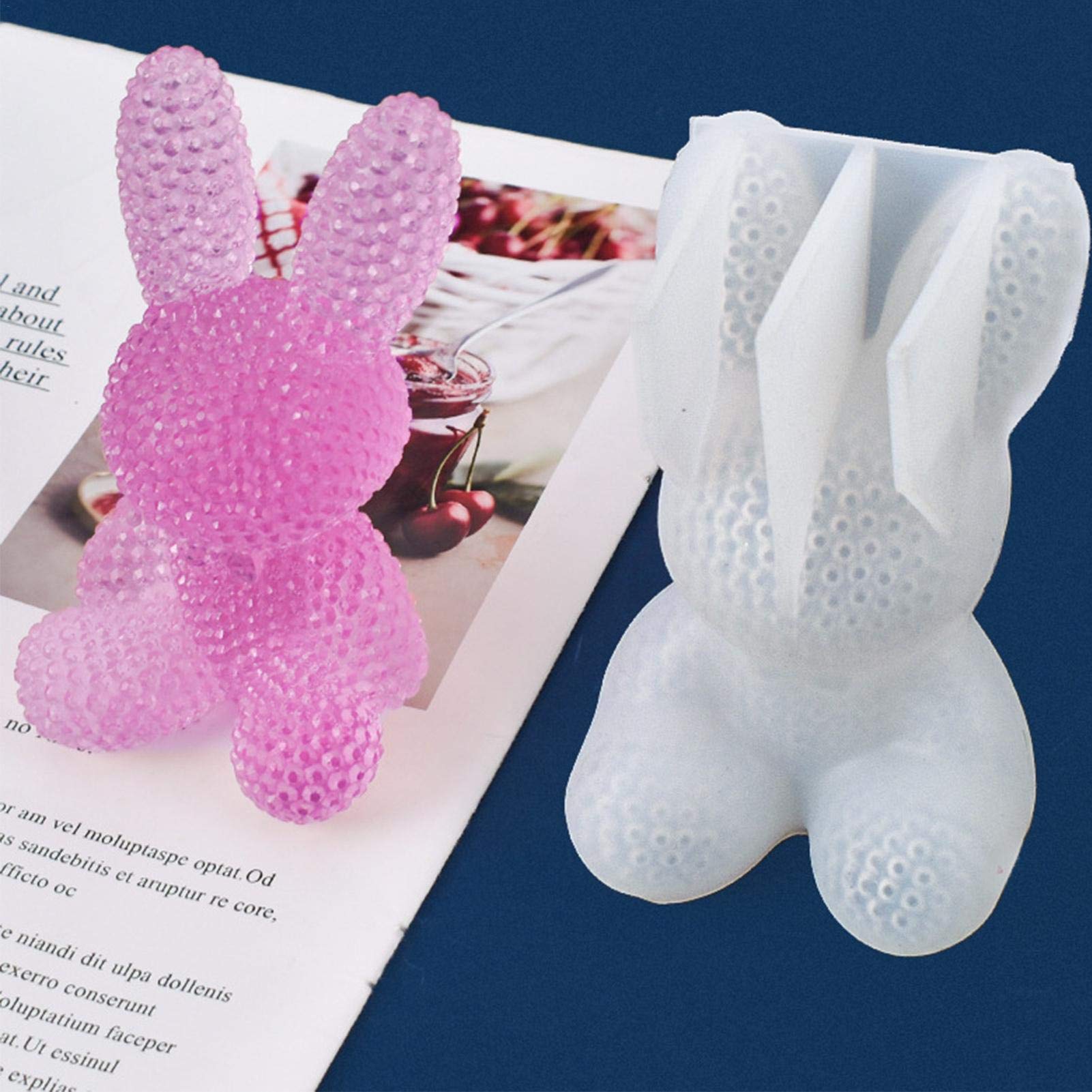 Eastuy Rabbit Easter Silicone Mold, Long-Eared Bunny Cake Decorative Tool, Resin Fondant Chocolate Sweet Moulds Crystal Epoxy Decoration Moulds