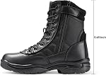 NORTIV 8 Men's Military Tactical Work Boots Side Zipper Black Leather Motorcycle Combat Boots TROOPER