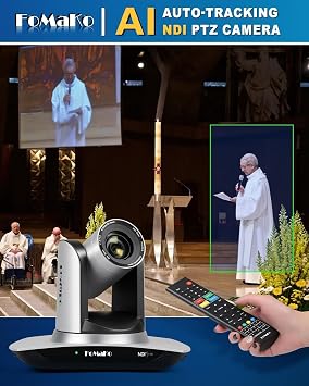 FoMaKo NDI HX3 PTZ Camera Set 20x Optical Zoom AI Car Tracking with HDMI/USB3.0/LAN (PoE) for YoTube vMix OBS Live Streaming with 2 x FMK20UH NDI Camera (Silver) + 1 x NDI PTZ Controller (BN402)