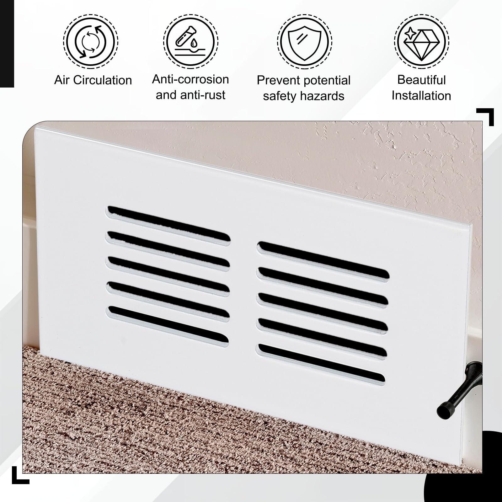 Uxcell Rectangle Ventilation Grille, Plastic Air Vent Cover Louvered Ventilation Cover Mesh Air Vent For Cabinet Silver