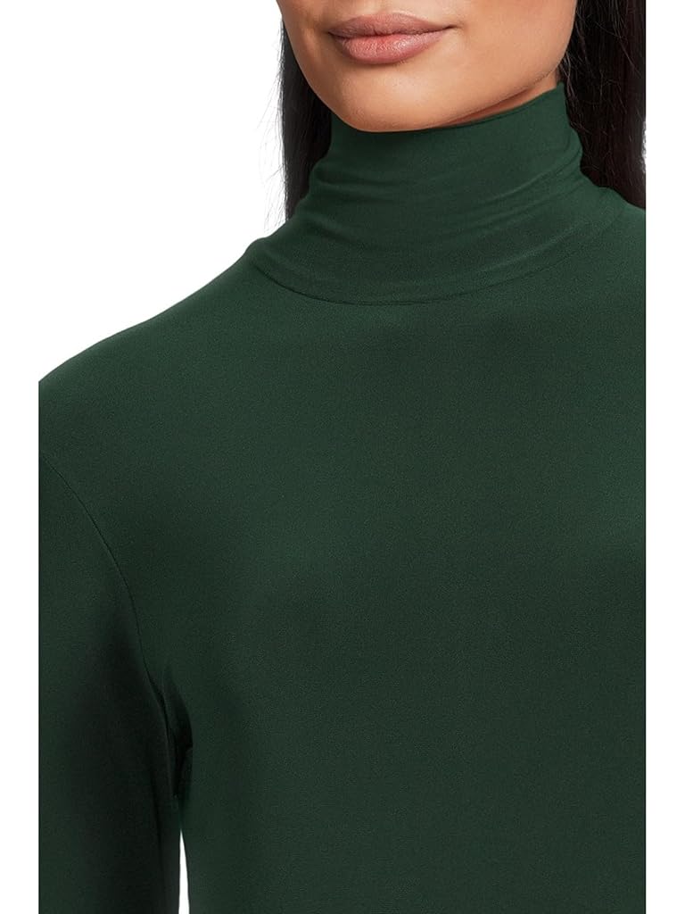 Green Norma Kamali Long Sleeve Turtle Swing Dress