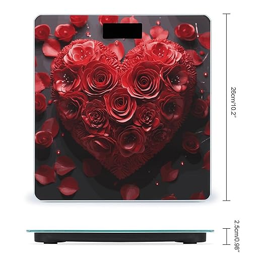 Báscula Corporal Digital Red Rose Love Heart de Vidrio Templado miniatura 2