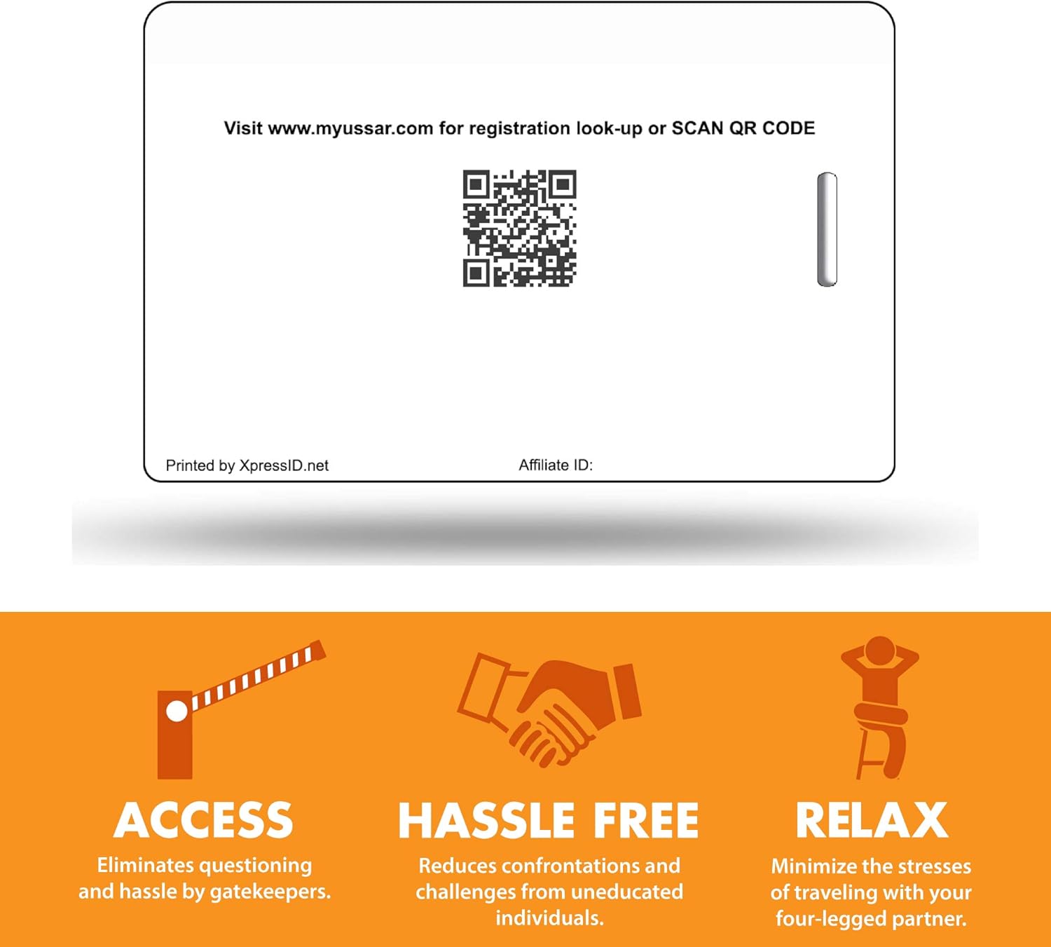 XpressID Holographic Therapy Dog Handler Custom ID Card - Includes Registration to National Dog Registry - QR Code & ADA Ready