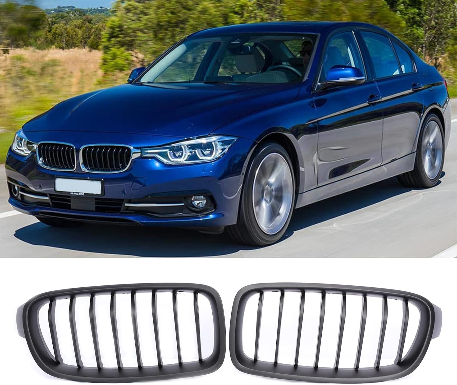 PENSUN Matte Black Front Grills Grille Kidney For 2012-2016 BMW 3-Series F30 F35