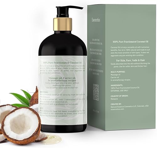 Miniatura 2 de Aceite de coco fraccionado de 16 onzas  Aceite de coco líquido 100% puro y natural para piel, cuerpo, cara y cabello  Aceite de masaje natural