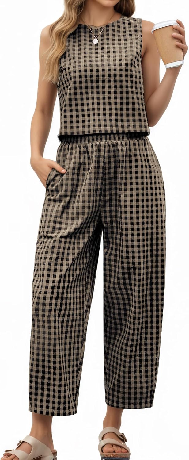 Womens Gingham 2 Piece Summer Matching Sets image 2