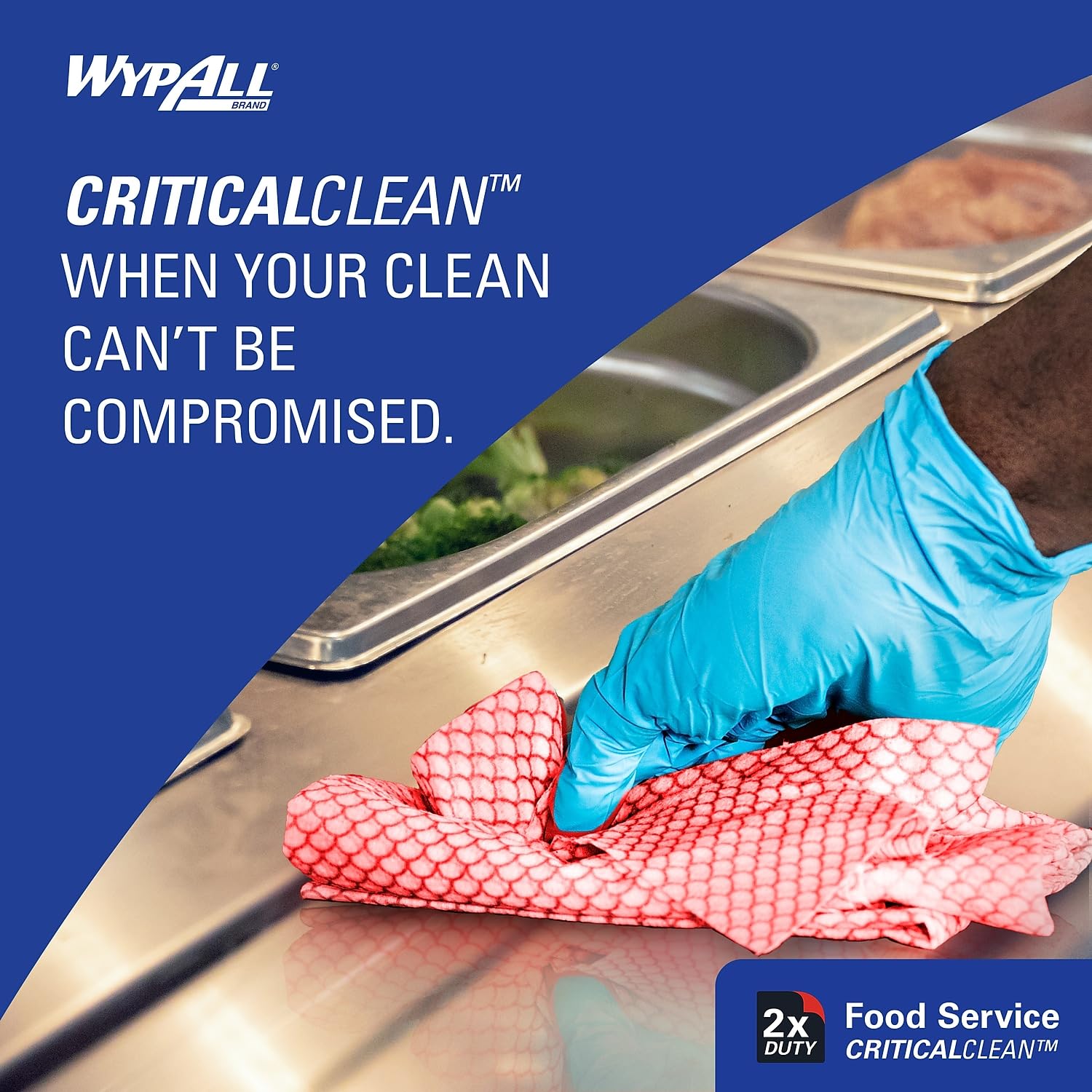 WypAll Critical Clean Foodservice Cloths (51639), Quarterfold, Red Cloths, 1 Box, 200 Sheets