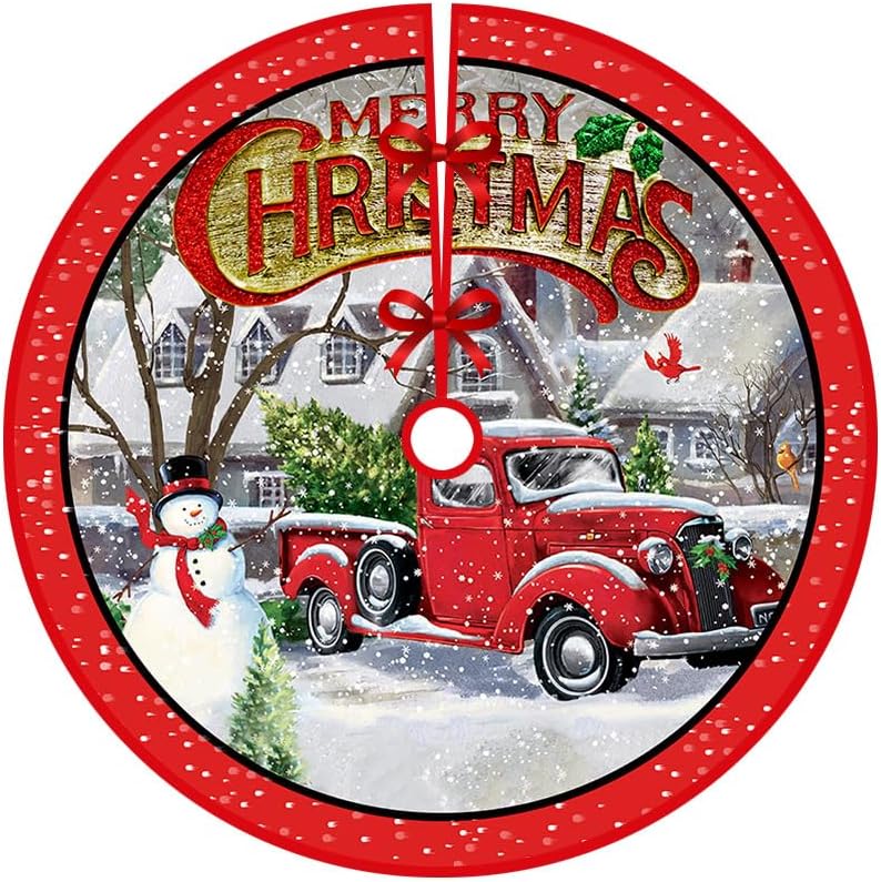 Chickwin Christmas Tree Blanket, 2 Pieces, Red Christmas Tree Skirts