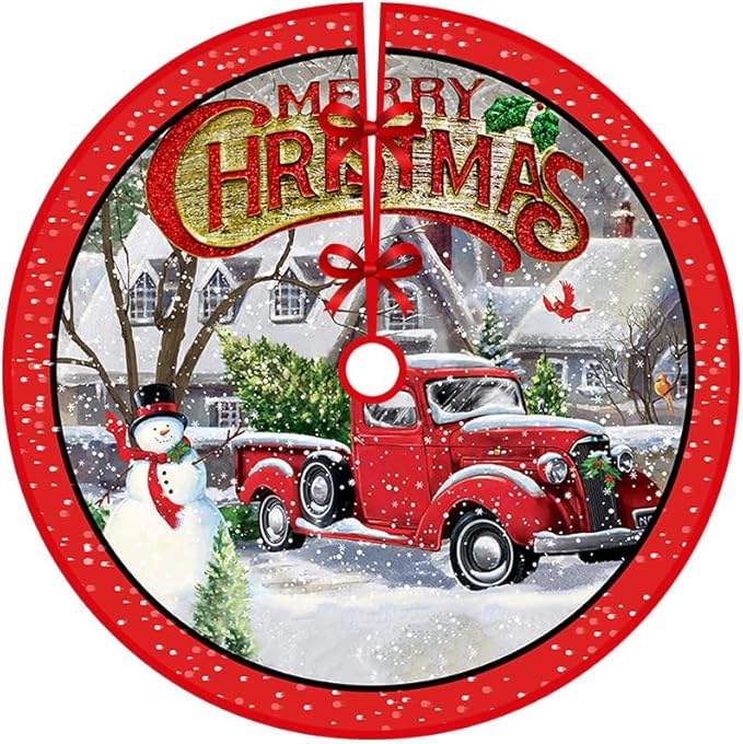 Chickwin Christmas Tree Blanket, 2 Pieces, Red Christmas Tree Skirts