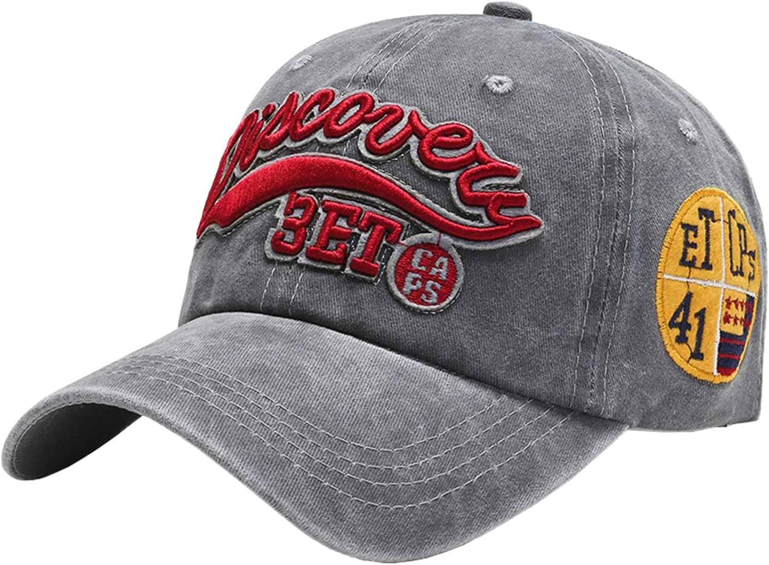 – Distressed Denim Baseball Cap, Unisex Casual Cotton Washed Embroidered Letters Trucker Hat, Adjustable Spring Autumn Baseball Cap, Vintage Anti UV Summer Sun Hat (Grey)