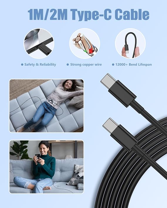 45W USB C Super Fast Charging for Samsung Galaxy S26 S25 S24 Ultra,2Pack USB Type C Samsung Fast Charger Plug and Cable 1M+2M for Samsung Galaxy S26+/S25+/S24+/S23/S22 /S21/S20 Ultra/A56/A55/A25/A26