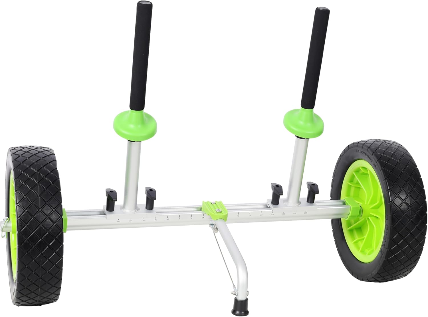 Kayak Cart with 12-Inch Solid Wheels – Adjustable Aluminum Dolly for Sit-on-Top Kayaks, 5.5-19.6" Width, No-Flat Tires for Sand Beach Gravel, Lightweight 9.25 lbs, Green