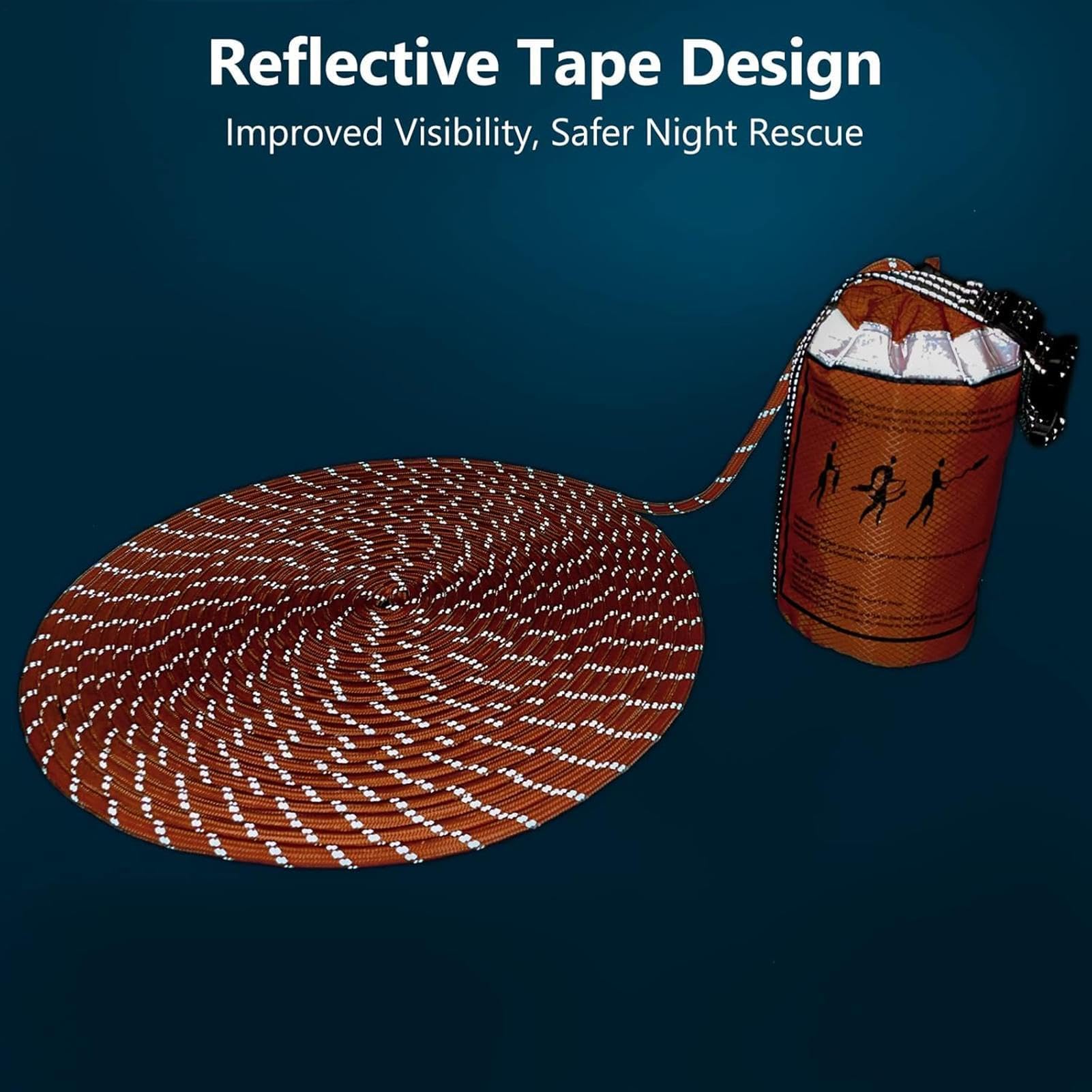 Wurfbare Schwimmhilfe, 15 Meter Wurfleine für Boot Kajak | Verschleißfest, Reflektierender Wasserrettungs Wurfsack, Weitreichendes Boot Auswerfbares Schwimmgerät