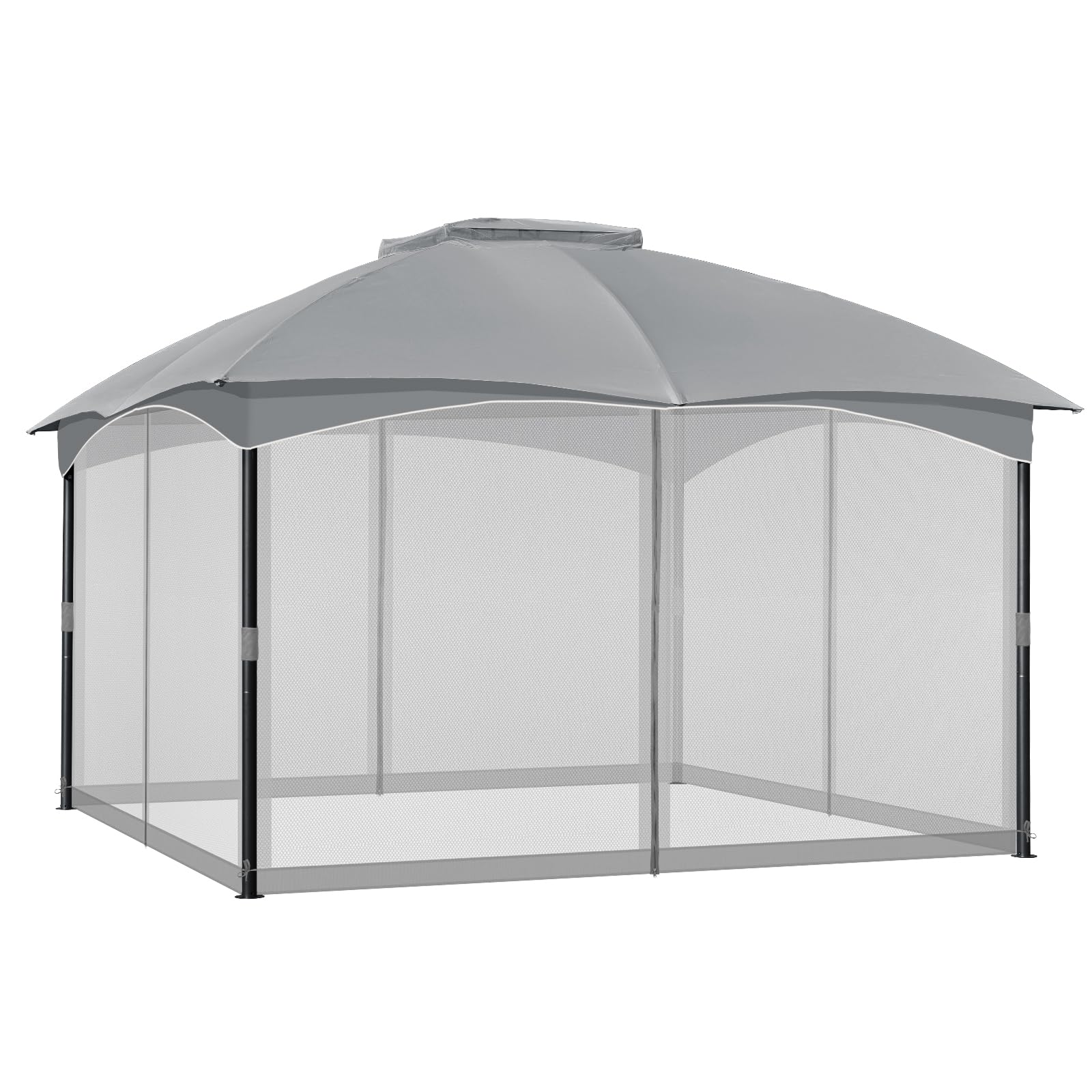 COWVIE Gazebo Replacement Netting Screen, 3 m x 4 m Universal Gazebo 4-Panel Mosquito Sidewalls with Double Zippers for Outdoor Patio (Only Netting)