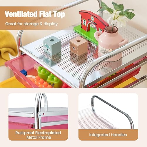 Miniatura 6 de ARLIME Carrito de almacenamiento con ruedas de 6 cajones, carrito organizador de almacenamiento multifuncional con ruedas, carrito de utilidad móvil