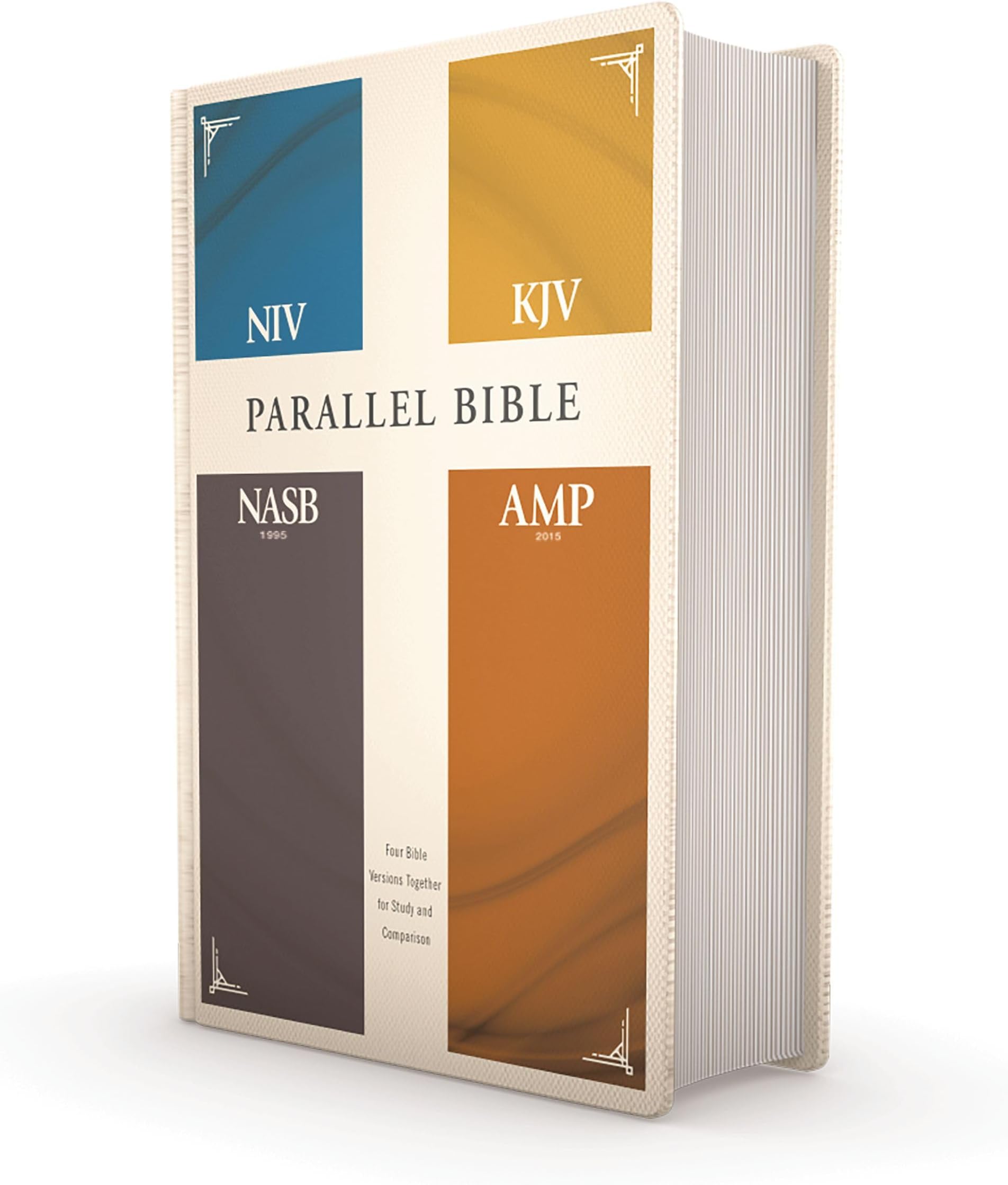 NIV, KJV, NASB, Amplified, Parallel Bible, Hardcover: Four Bible Versions Together for Study and Comparison