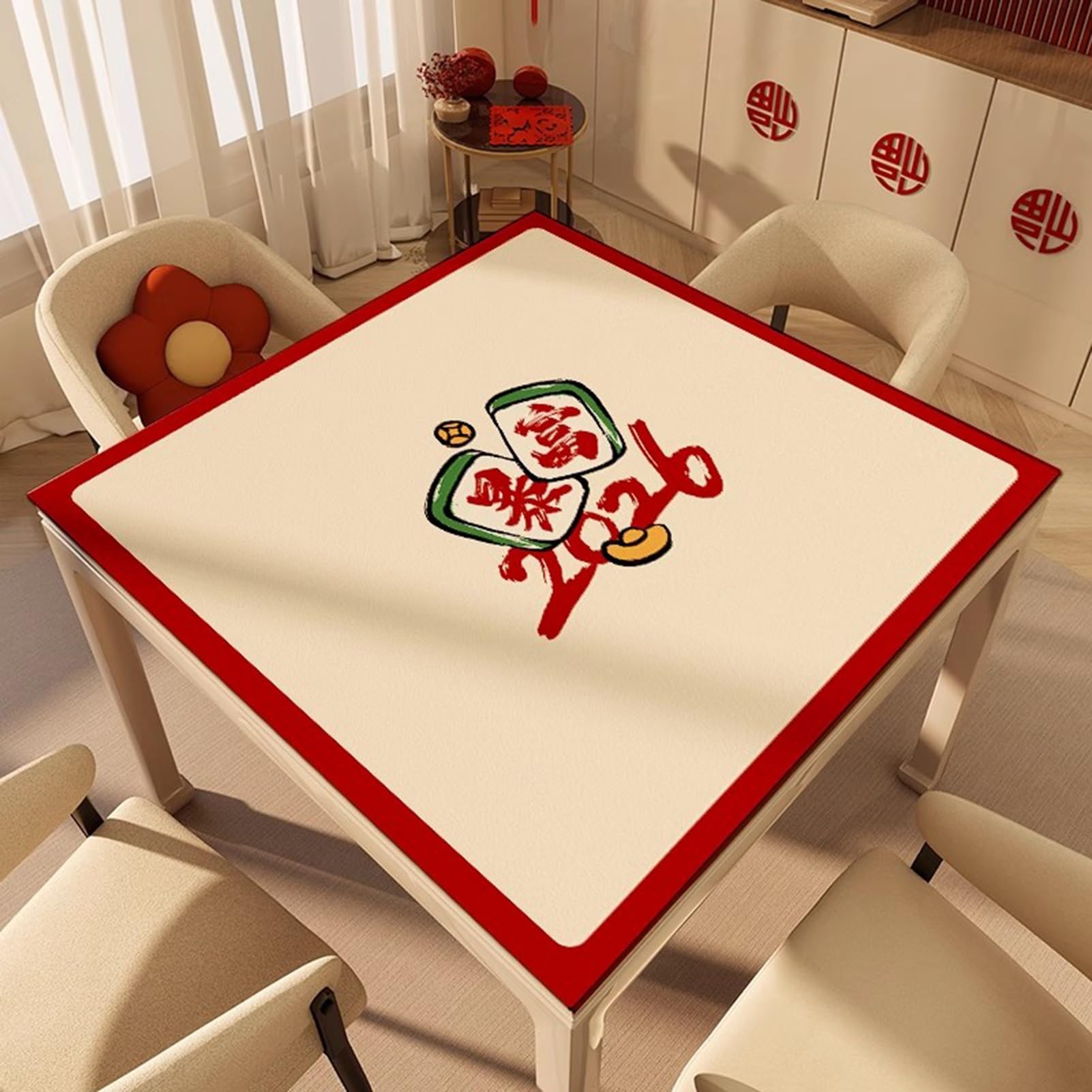 Miękka mata mahjong, antypoślizgowa i redukcja hałasu, obrus mahjong z torbą do przenoszenia, mata do gry w pokera, karty, gry planszowe, płytki (120 cm)