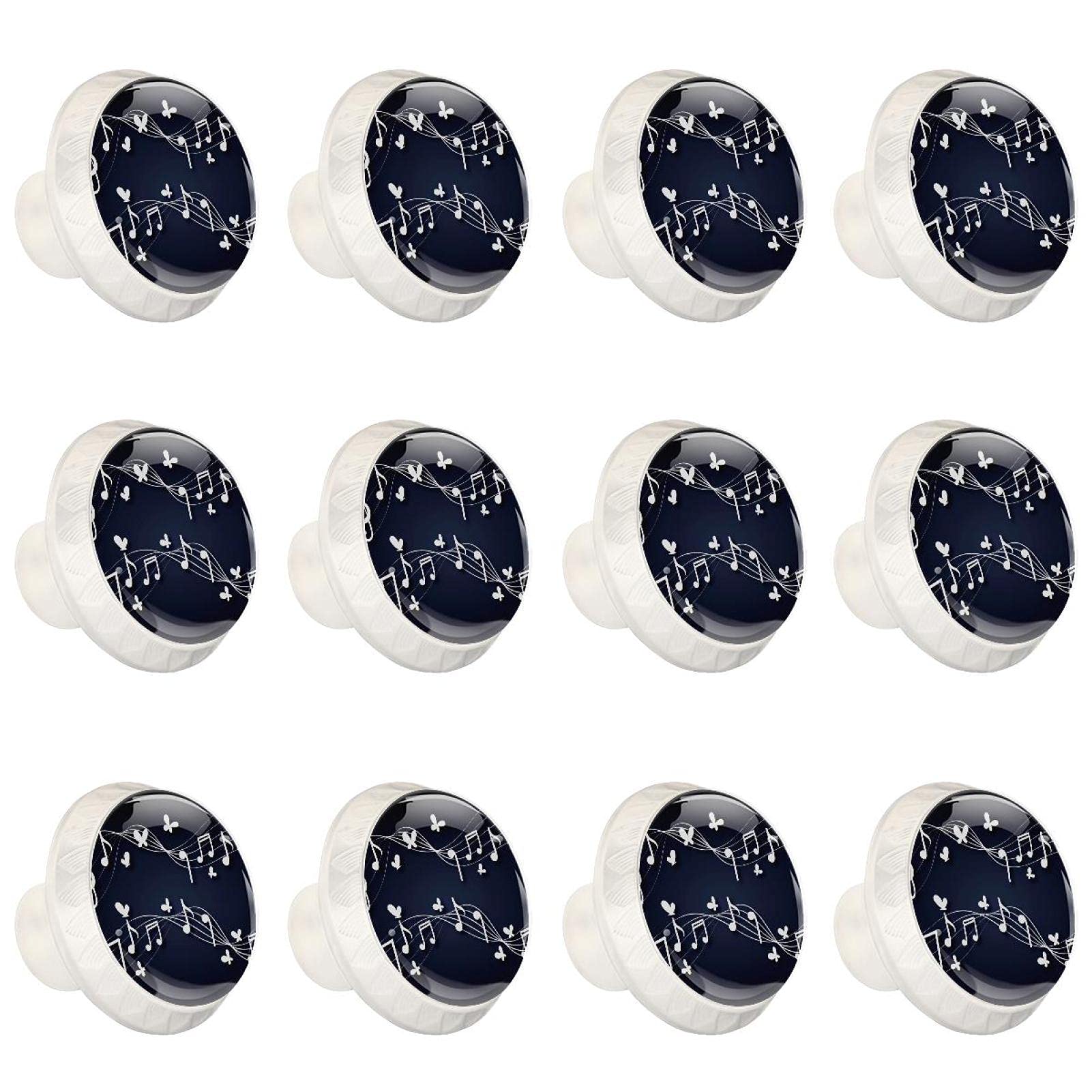 Boutons de placard note de musique et papillon (lot de 12) ronds en céramique pour meuble cuisine