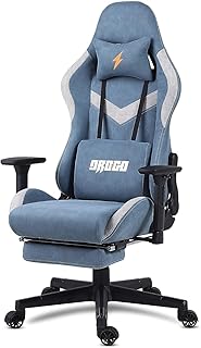 Drogo Multi-Purpose Ergonomic Gaming Chair with 7 Way adjustable Seat with 3D Armrest, Fabric, Head & USB Massager Lumbar Pillow, Office Desk Chair with Full Recliner Back & Footrest (Blue)