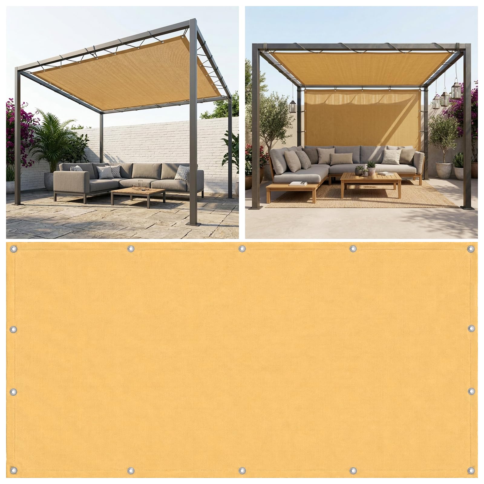MissYolo Rectangle Sun Shade Sail Waterproof 3.2x5.4M - Outdoor Sun Shade Canopy with 95% UV Protection for Backyard, Pool, Patio & Garden Activities and Family Use-Sand Beige