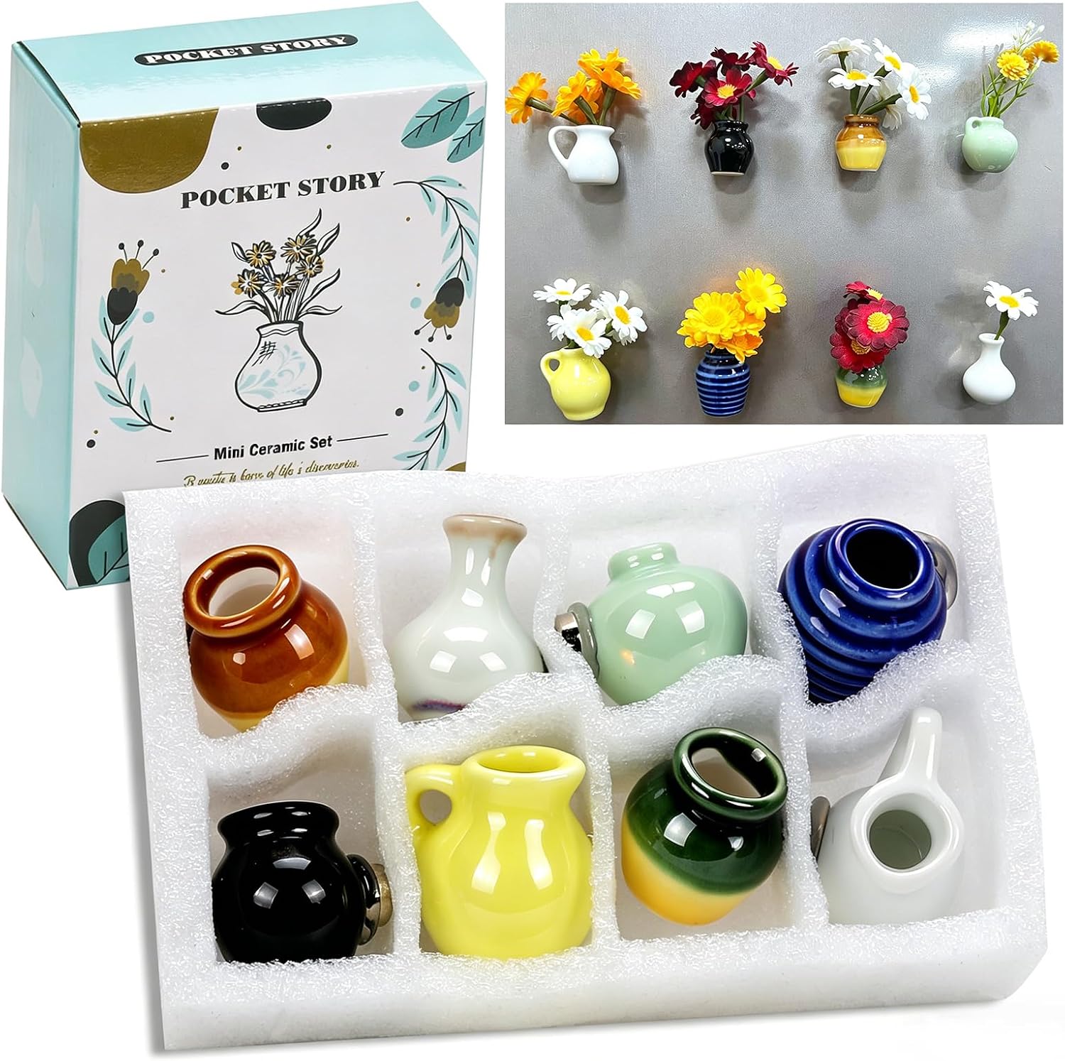 8pcs Mini Jarrones Imanes Decorativos de Cerámica miniatura 1