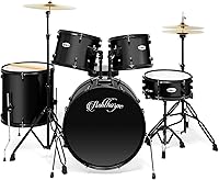 Vista 2 de Ashthorpe Batería completa para adultos de tamaño completo de 5 piezas con parches Remo - Negro