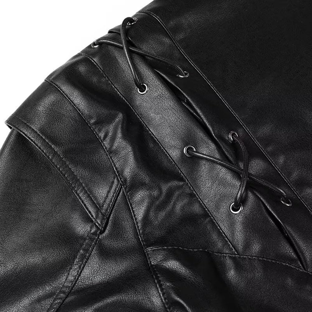 Veste en cuir synthétique pour femme, manches longues à lacets pour manteau de moto, vêtements d'extérieur décontractés pour l'automne et l'hiver, veste de motard en polyuréthane marron