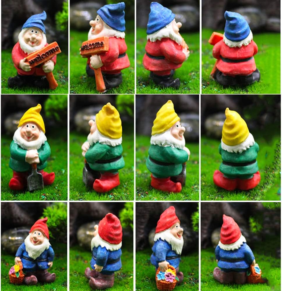 Miniature Gnome Figurines 7 Pcs Fairy Garden Gnome Statues Micro Landscape Decoration Plant Flower Pots Ornaments image 3