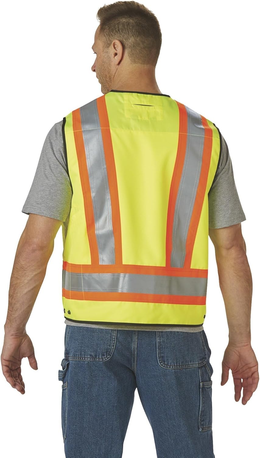 Gravel Gear Men's Class 2 High Visibility Surveyor-Style Safety Vest - Lime, Large