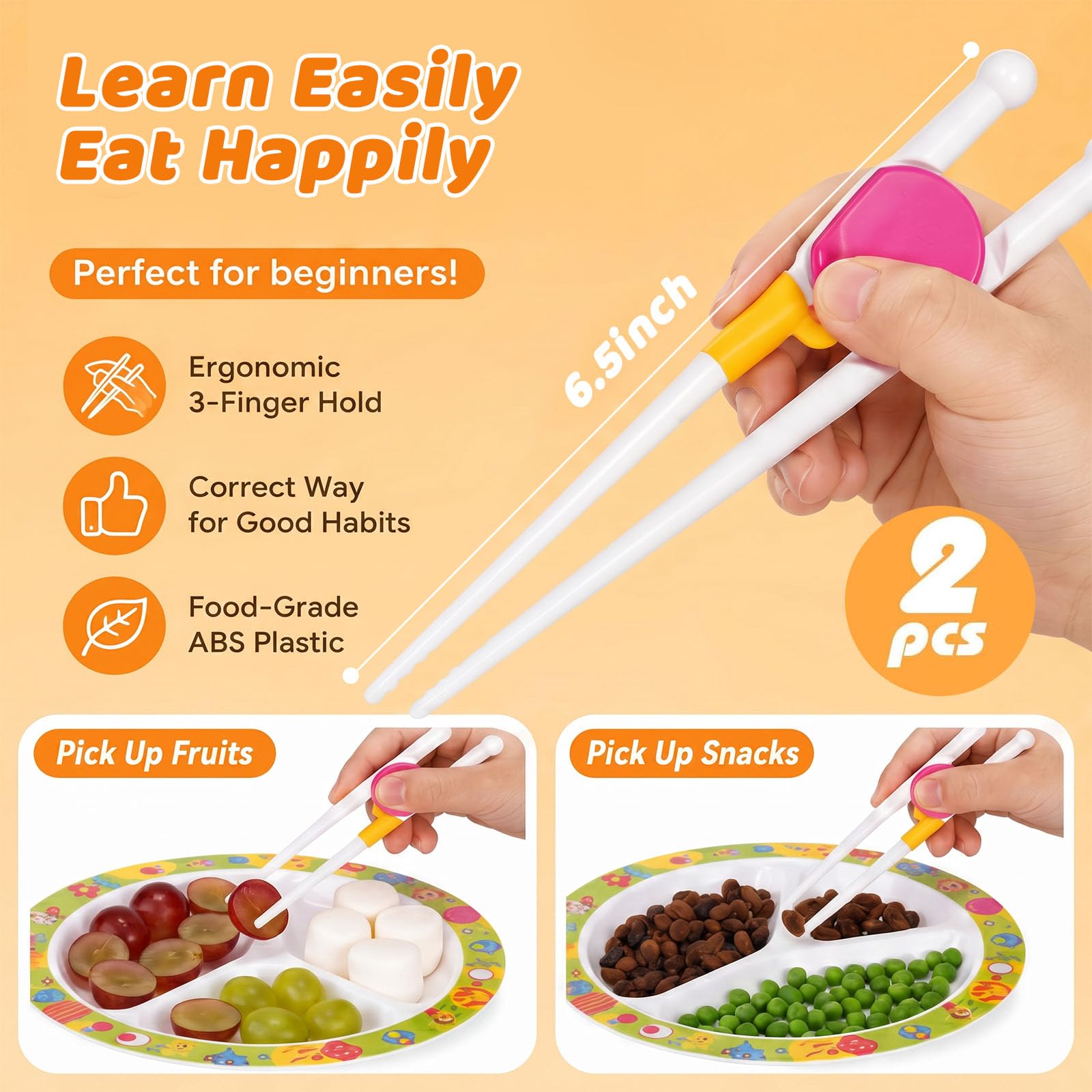 Toddler Chopsticks - Easy Grip for Kids -2 Toddler Chopsticks - Easy Grip for Kids -2