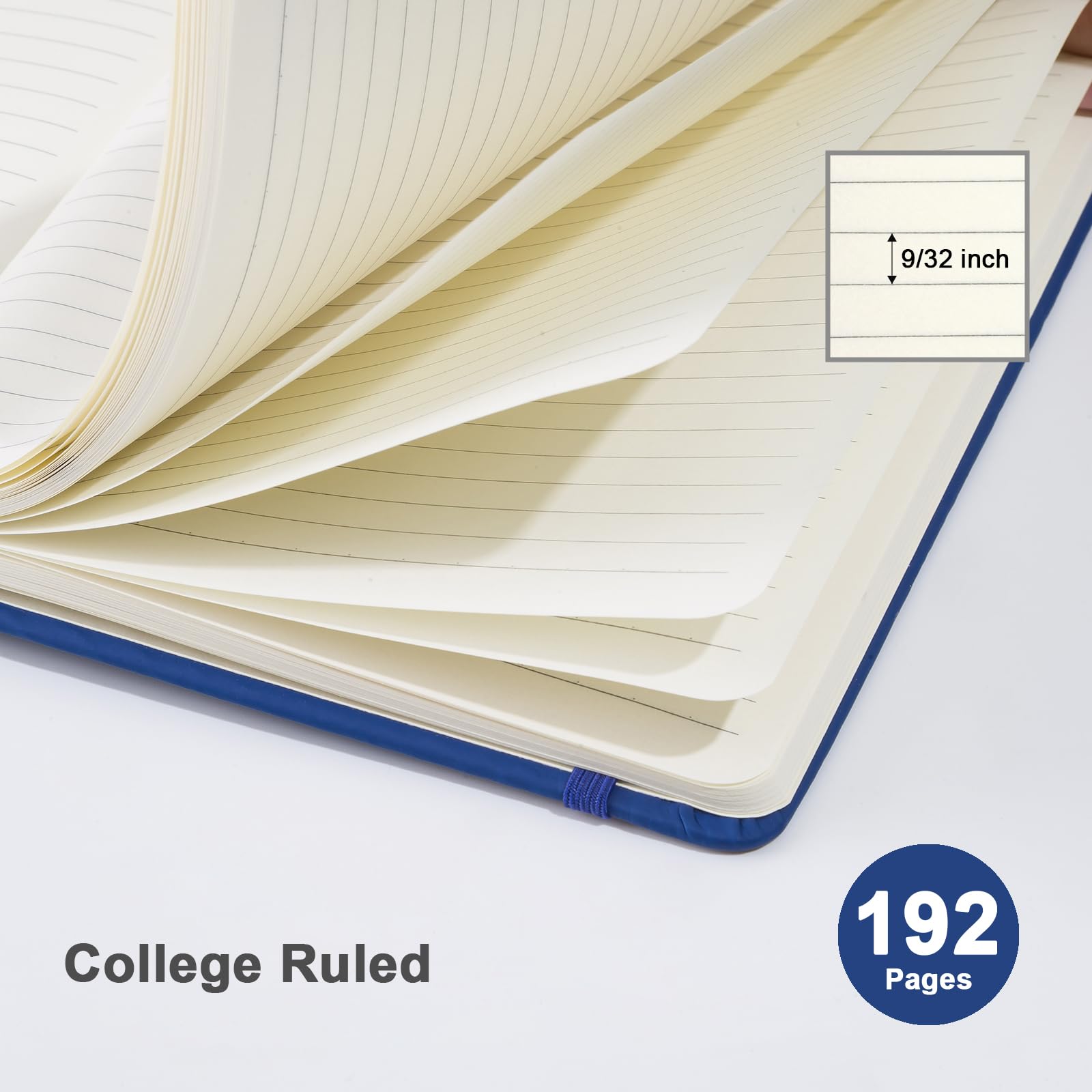 ViVin Quaderni a righe, confezione da 3, (blu marino), 192 pagine, medio 14 x 21,1 cm, a righe universitarie, quaderni A5 con copertina rigida, quaderni per scrittura, affari, scuola