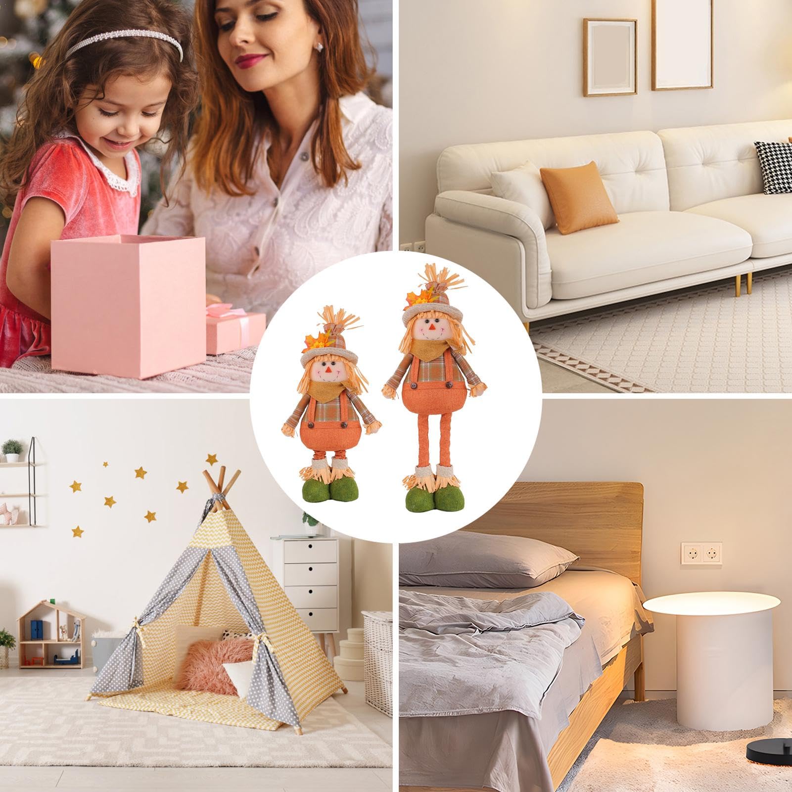 Bambola Spaventapasseri Regolabile - Decorazione Autunnale Con Cappello Di Paglia E Gambe Estensibili - Foto 6