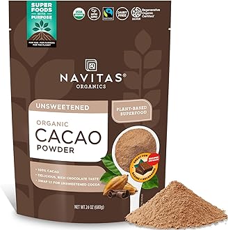 Navitas Organics Cacao Powder - Cocoa Powder Substitute 1:1, For Hot Chocolate, Baking & More - Regenerative Organic Certified, Non GMO, Fairtrade, Gluten Free, Non-alkalized (24oz. Bag, 113 Servings)