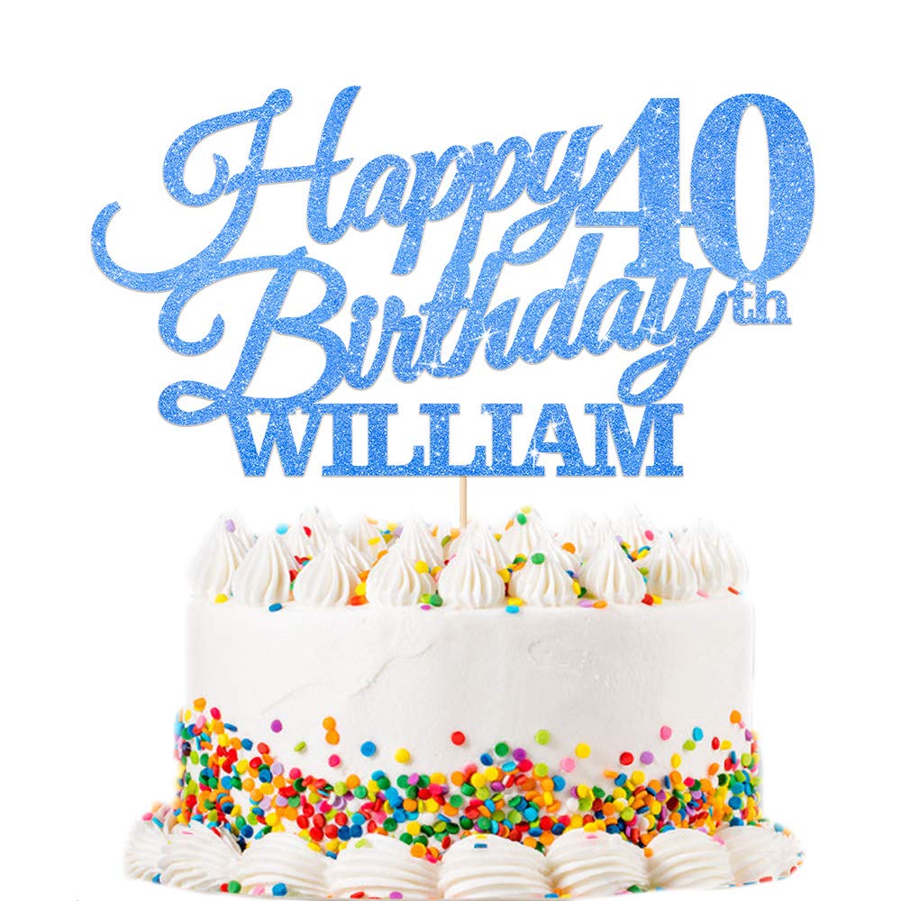 EDSG Personalised Happy Birthday Cake Topper - Custom with Any Name Any Age 16th, 18th, 21st, 30th, 50th, 60th, 80thοΌ 90th Cake Decoration - Multicolours Double Sided Glitter Paper Hand Finished in UK