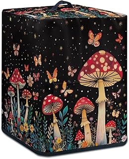 FOR U DESIGNS Air Fryer Covers for Kitchen Mushroom Butterfly Air Fryer Cover Dust Cover 5 6 Quart with Storage Pocket Small Appliance Cover Top Handle