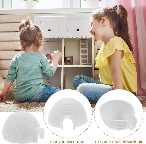 Miniatura 5 de NOLITOY Mini iglú juguetes simulados de casa de hielo modelados figuras árticas juguetes para casa de muñecas de Navidad, decoración de micro