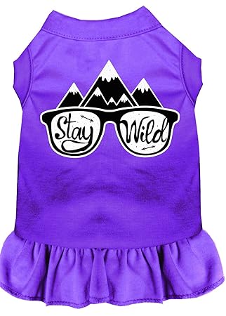 Mirage Pet Products Stay Wild Screen Print Dog Dress Purple Medium