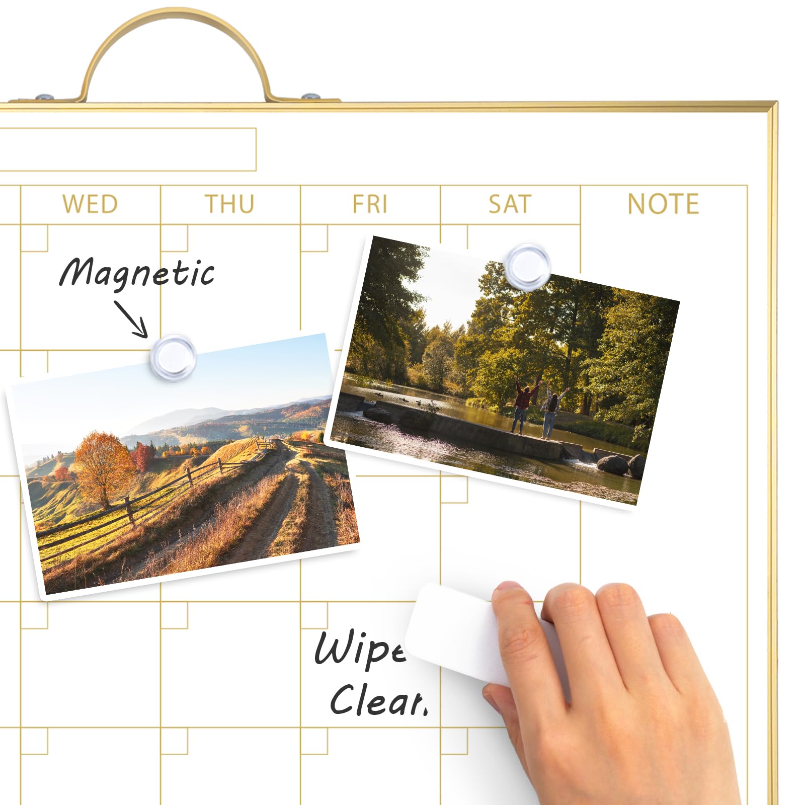 ARCOBIS Calendario cancellabile a secco con lavagna in sughero da parete, 30,5 x 40,6 cm, calendario bifacciale e lavagna magnetica mensile per casa, ufficio, scuola