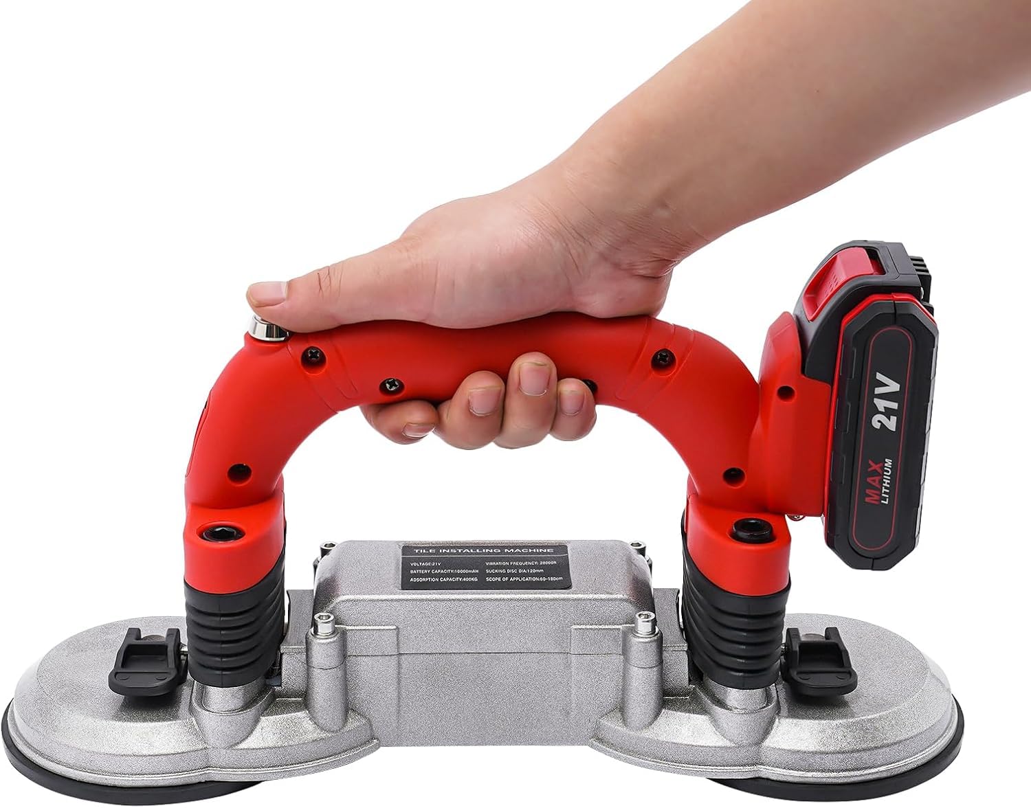 Utensile vibrante per piastrelle da 180 W, macchina per la posa di piastrelle con doppia ventosa, piastra per piastrelle manuale a 6 velocità, per la ristrutturazione della casa