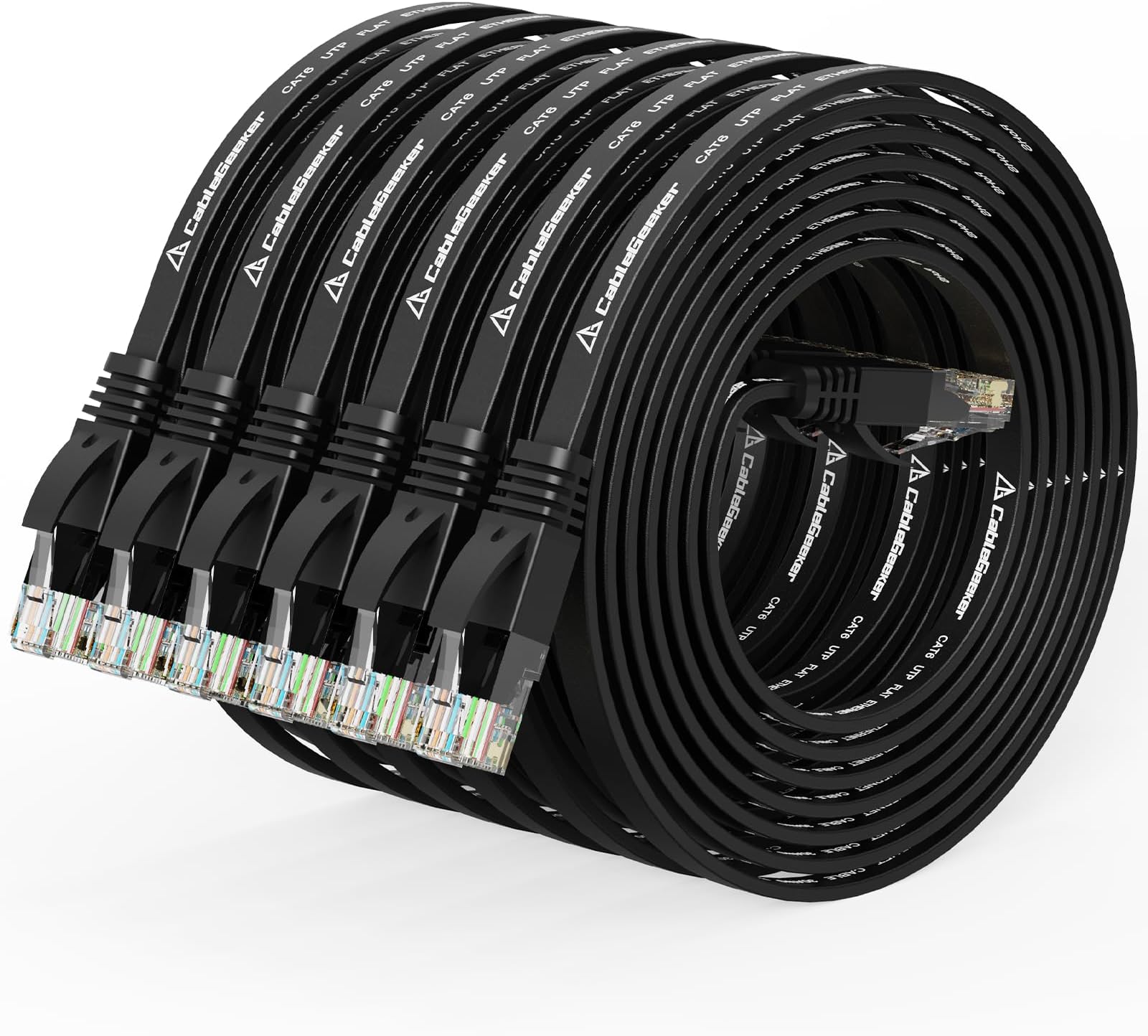 Cat 6 Ethernet Cable 5ft (6 Pack) (at a Cat5e Price but Higher Bandwidth) Flat Internet Network Cables - Cat6 Ethernet Patch Cable Short - Black Computer LAN Cable with Snagless RJ45 Connectors