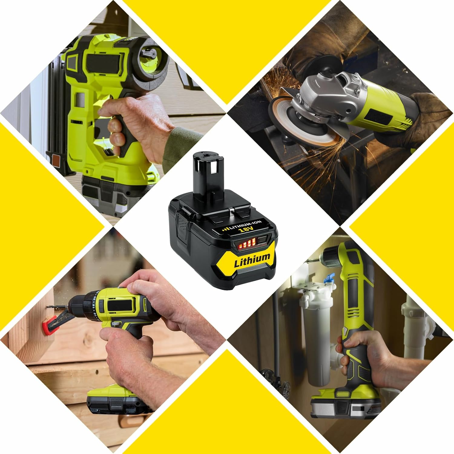 FERRYBOAT 4Pack 6.5Ah P108 Replacement for Ryobi 18V Battery Lithium Ion 18Volt P102 P103 P104 P105 P107 P108 P109 P190 P122 Cordless Tool Batteries