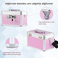 Vista 3 de Medicine Box, First Aid Safe Medication Storage Box,Layered Aluminum Daily Medicine Cabinet,10.2" x 6.2" x 7.7", Pink